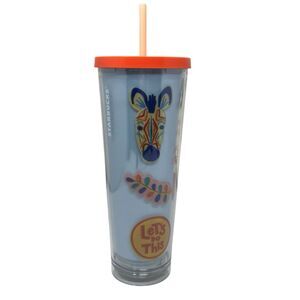 Starbucks Tumbler Cup 16oz Cold Drink Straw Patch Custom Blue Dream In Color